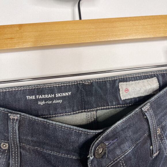 AG Adriano Goldschmied Womens 28 Farrah High Rise Skinny Jeans Dark Wash Cotton - Picture 7 of 9